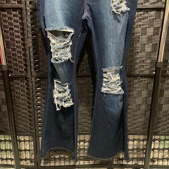 Plus size womens flair jeans stretch and distressed jeans M.A.D. Brand - Picture 3 of 8